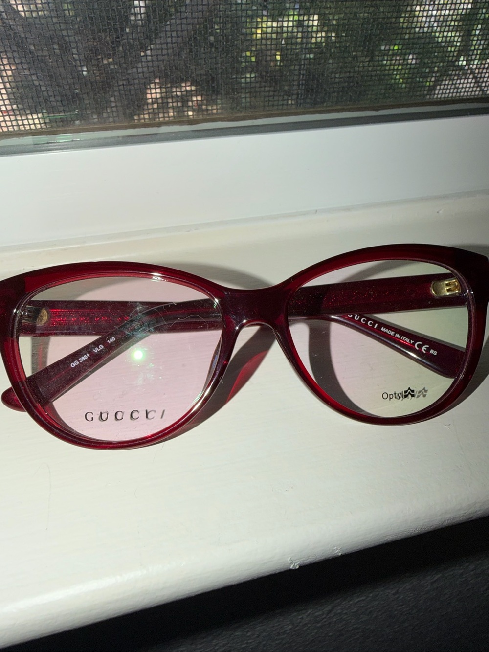 Gucci Women's Deep Red Cat-Eye Optical Glasses